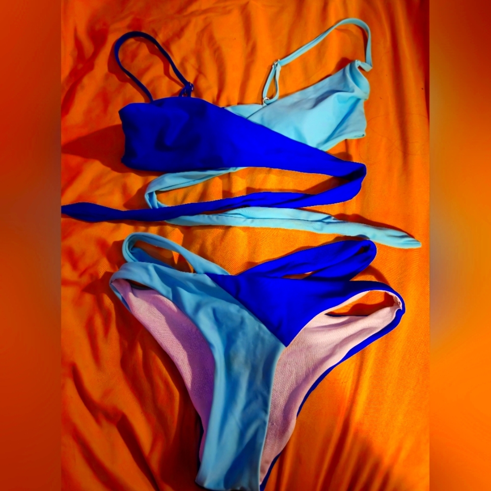 Blue and Light Blue XS Bikini Set NWOT
